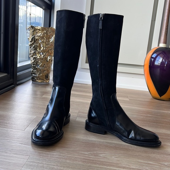 Jill Sander made in Italy leather & suede trim 8M(38) black riding boots - Picture 4 of 16
